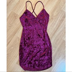 Fuchsia Velvet Mini Dress